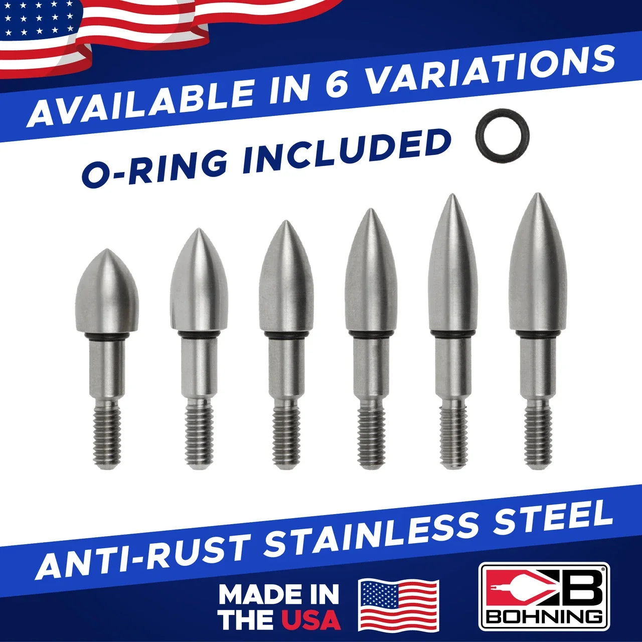Bohning Archery Premium Bullet Points with O-Ring 12 Pack